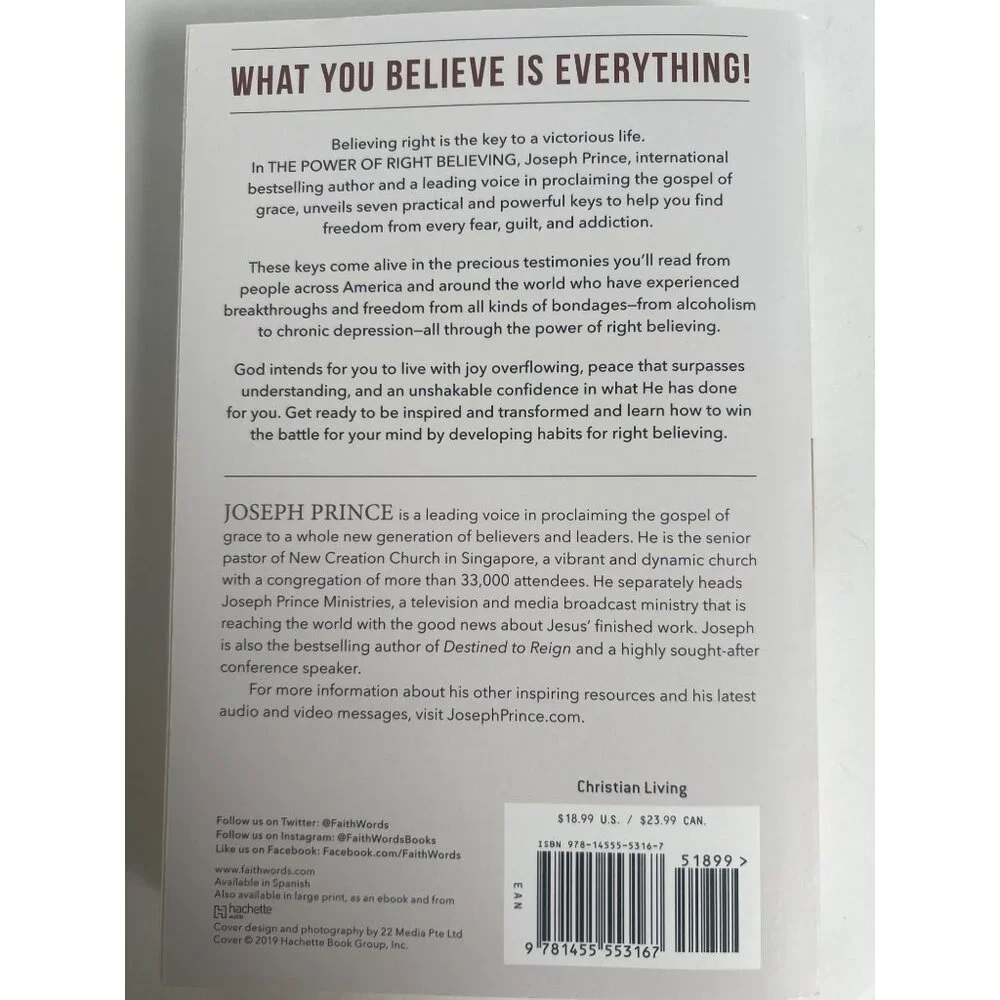 Joseph Prince The Power Of Right Believing Paperback Christian‎ Living Self-Help